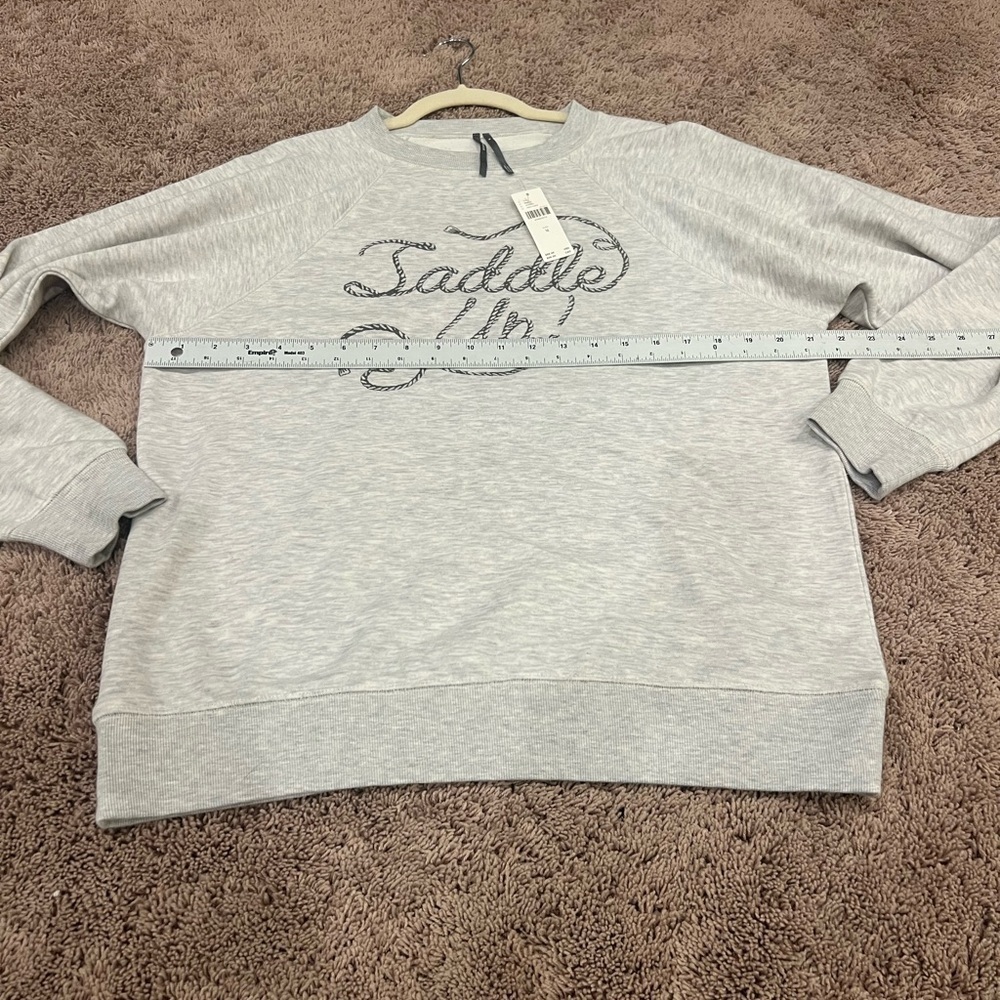 NWT new medium Anthropologie graphic crew neck sweatshirt saddle up gray western - Picture 15 of 17